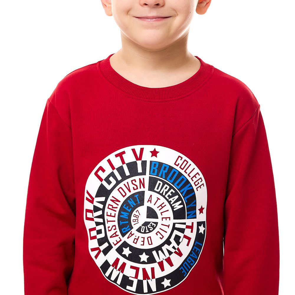 Victor and Jane - Boys' Cotton Sweatshirt - Maroon