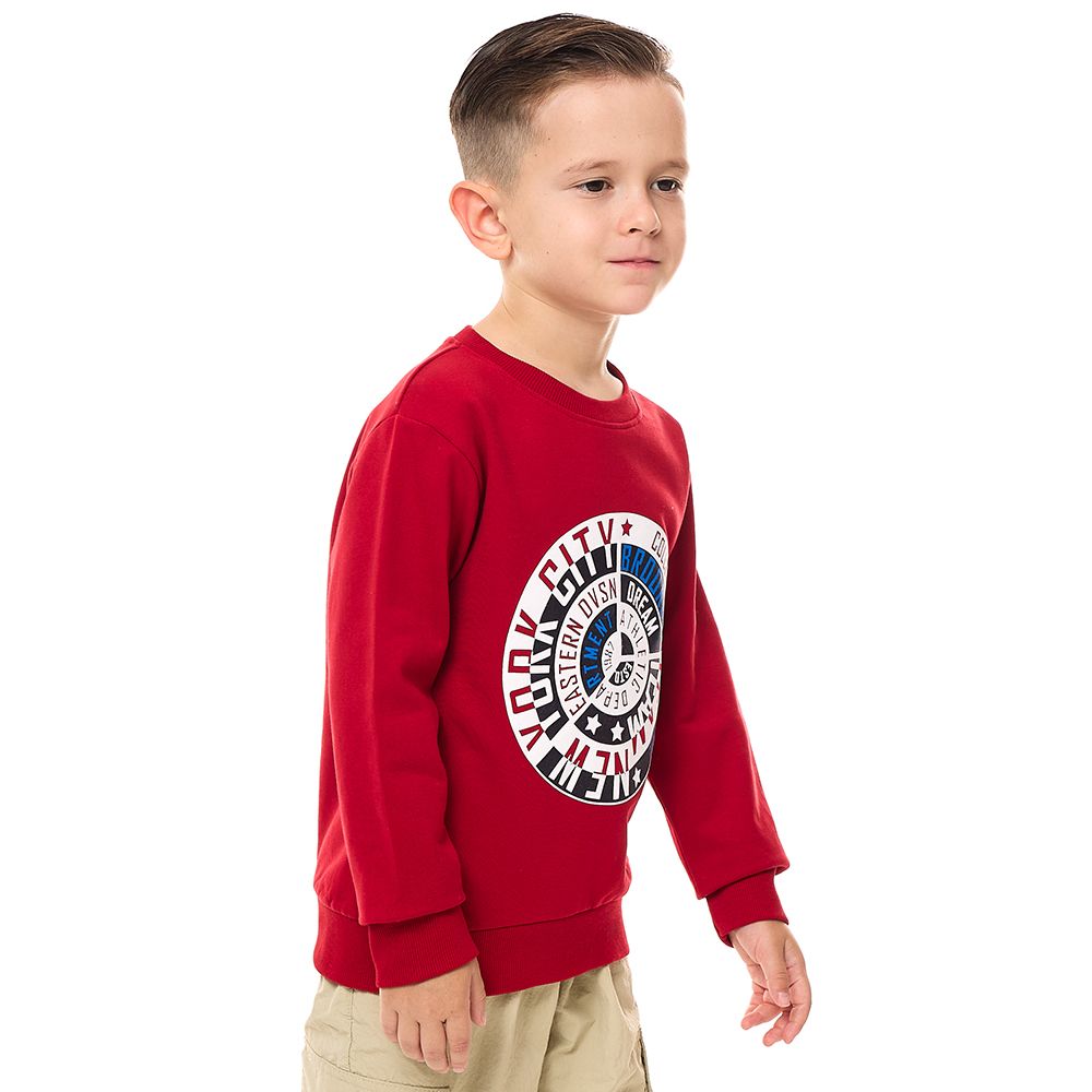 Victor and Jane - Boys' Cotton Sweatshirt - Maroon