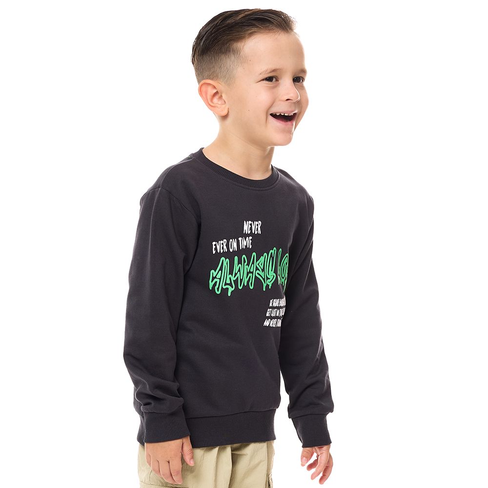 Victor and Jane - Boys' Cotton Sweatshirt - Dark Grey