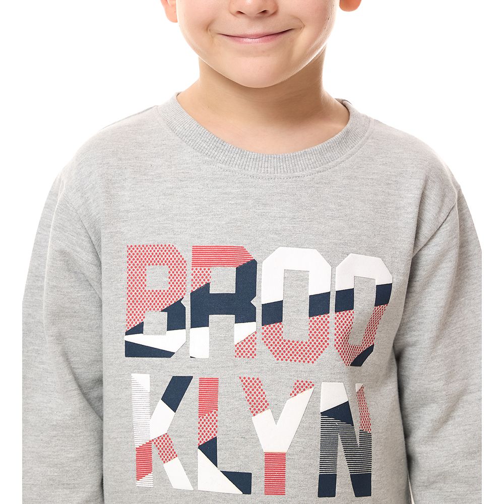 Victor and Jane - Boys' Printed Cotton Sweatshirt - Grey