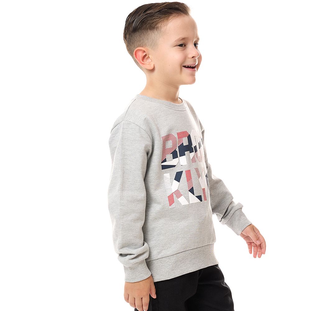 Victor and Jane - Boys' Printed Cotton Sweatshirt - Grey