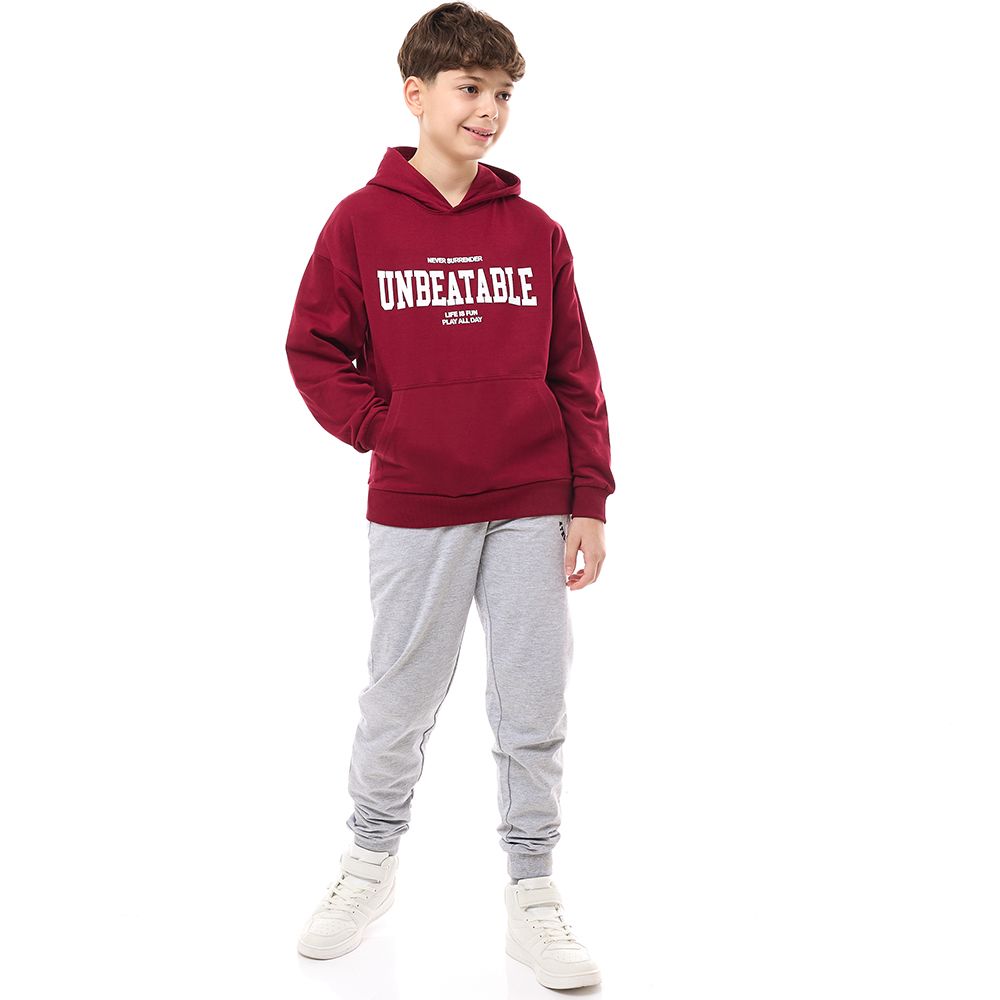 Victor and Jane - Boys' Hoodie Unbeatable - Maroon