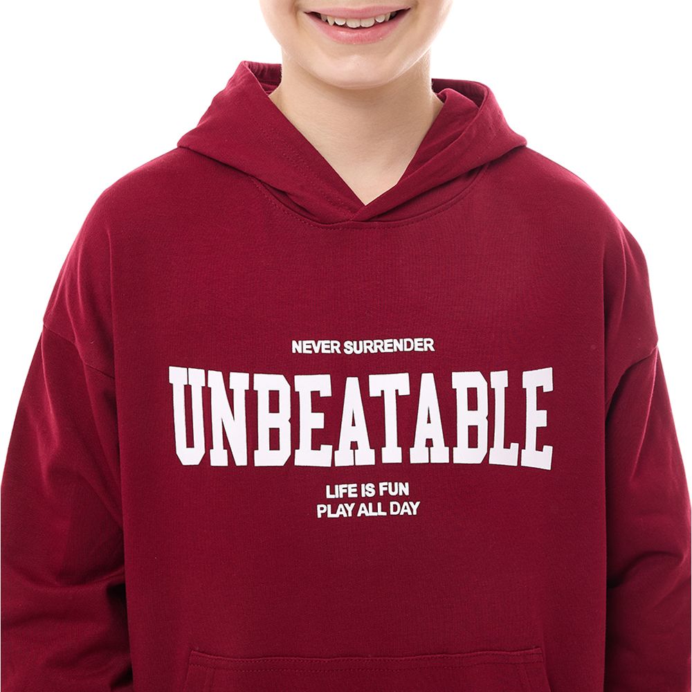 Victor and Jane - Boys' Hoodie Unbeatable - Maroon