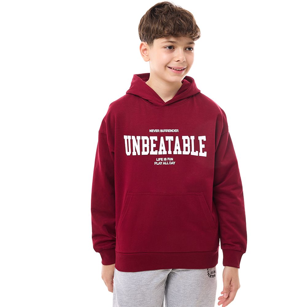 Victor and Jane - Boys' Hoodie Unbeatable - Maroon