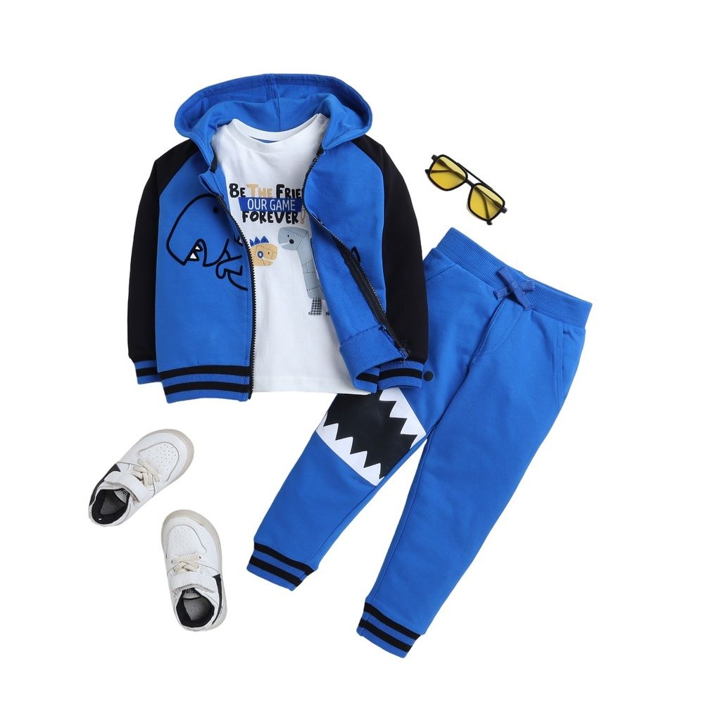 Victor and Jane - 3pc-Set - Tracksuit Set - Off-White & Blue