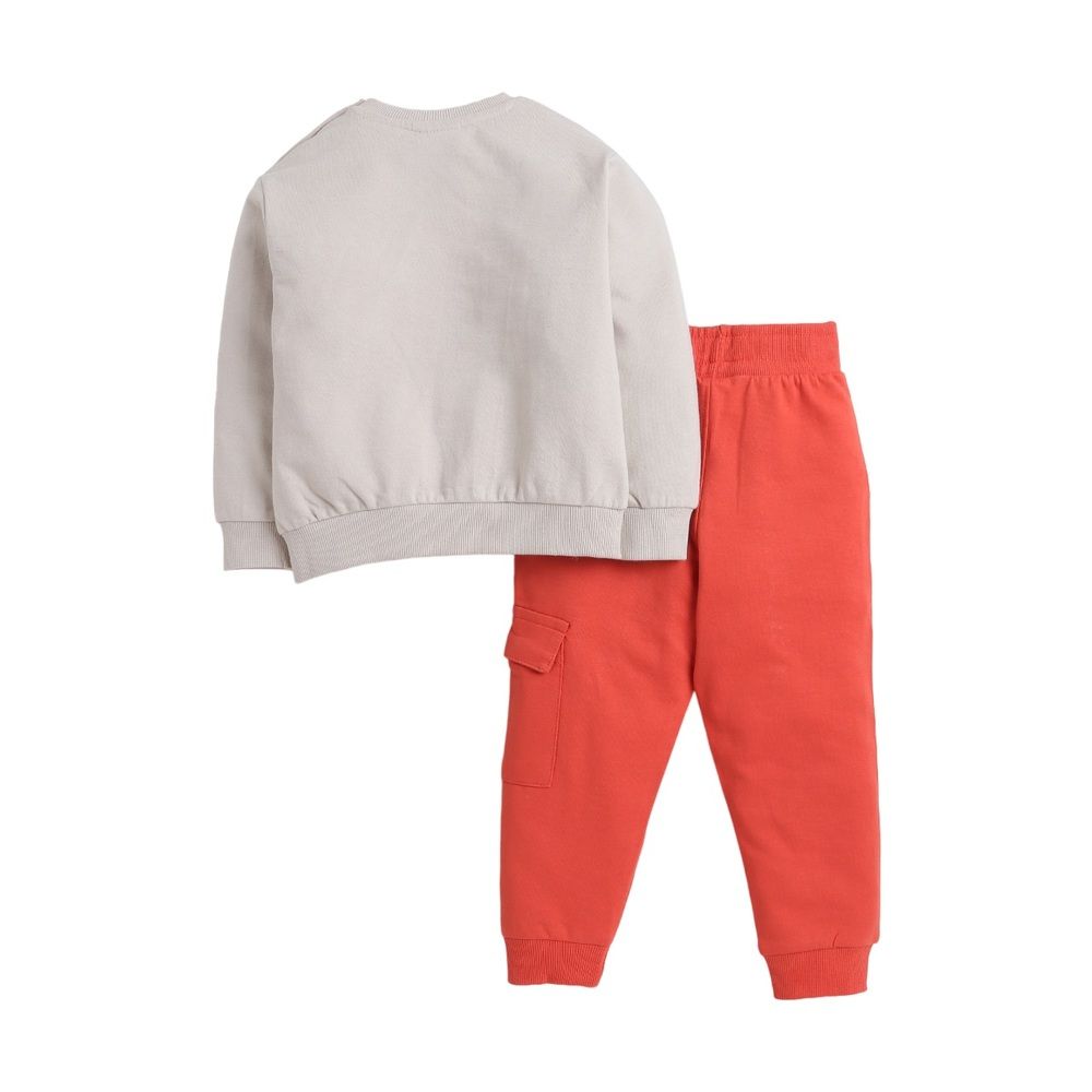 Victor and Jane - 2pc-Set - Boys' Sweatshirt And Joggers - Grey/Orange