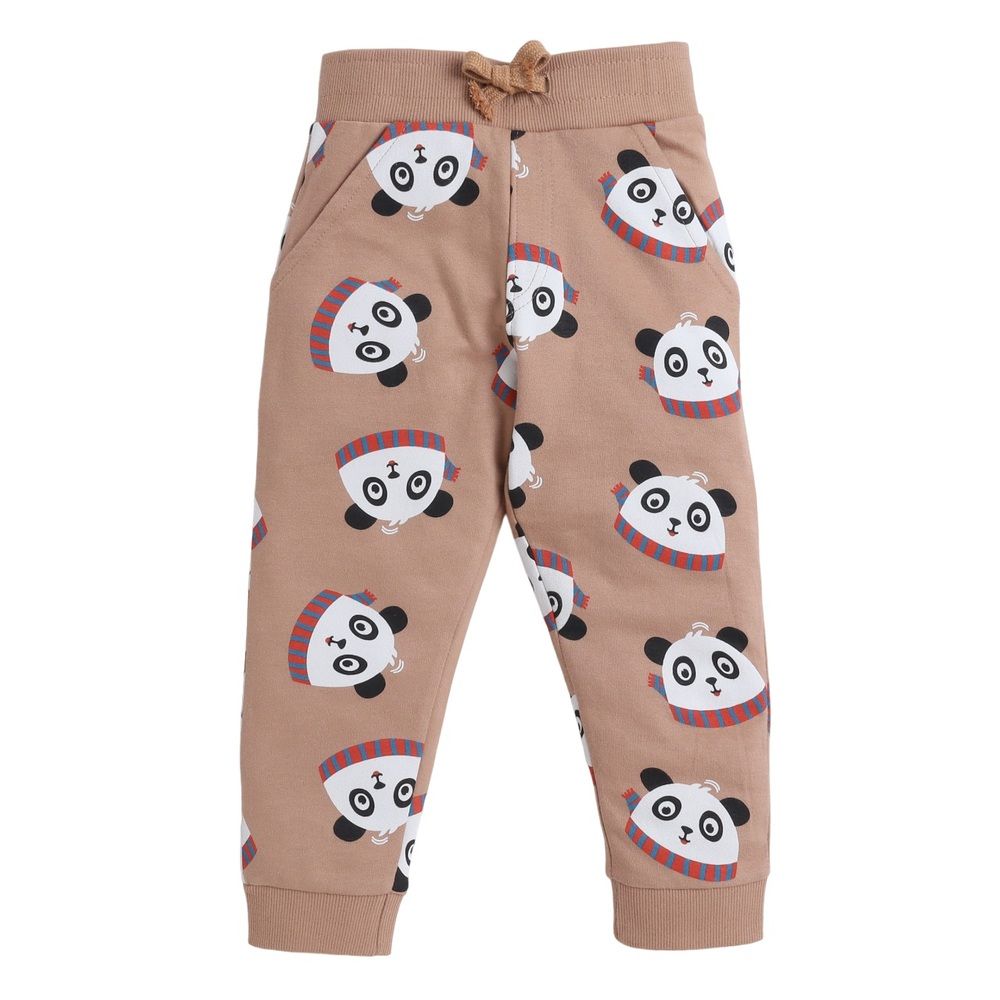 Victor and Jane - 2pc-Set - Panda Printed Sweatshirt And Joggers - Light Brown