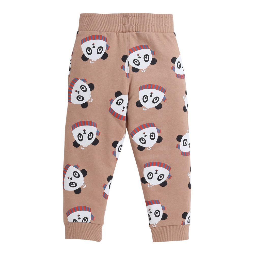 Victor and Jane - 2pc-Set - Panda Printed Sweatshirt And Joggers - Light Brown