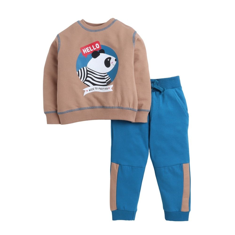 Victor and Jane - 2pc-Set - Boys' Sweatshirt And Joggers - Light Brown/Blue