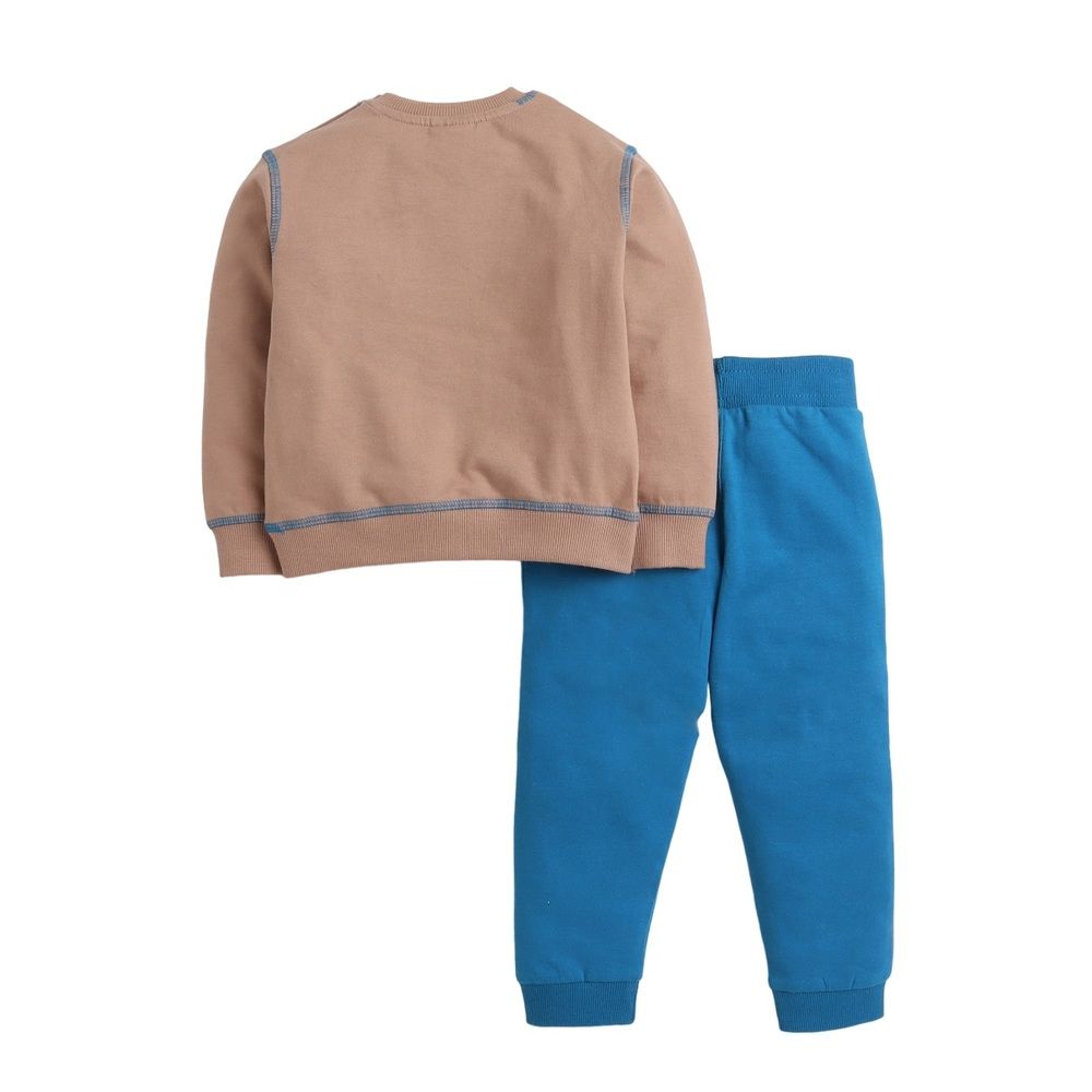 Victor and Jane - 2pc-Set - Boys' Sweatshirt And Joggers - Light Brown/Blue