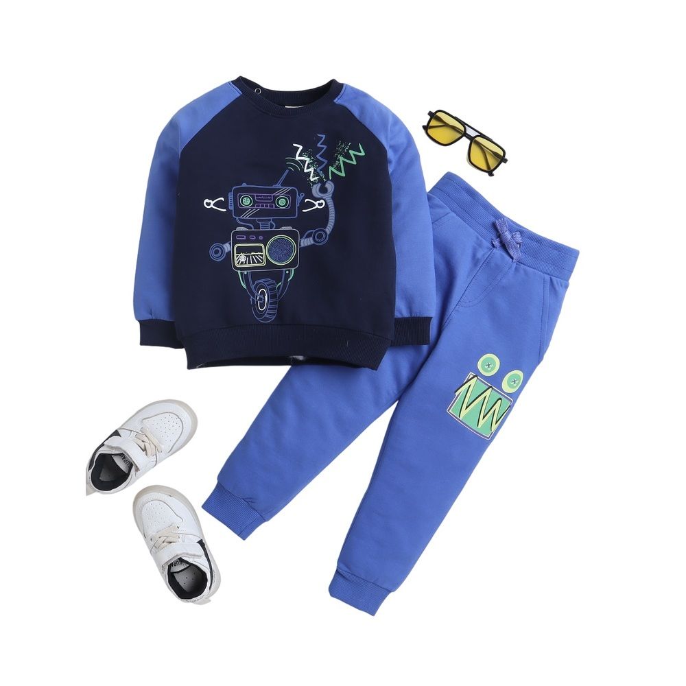 Victor and Jane - 2pc-Set - Raglan Sweatshirt & Jogger Set - Navy & Blue