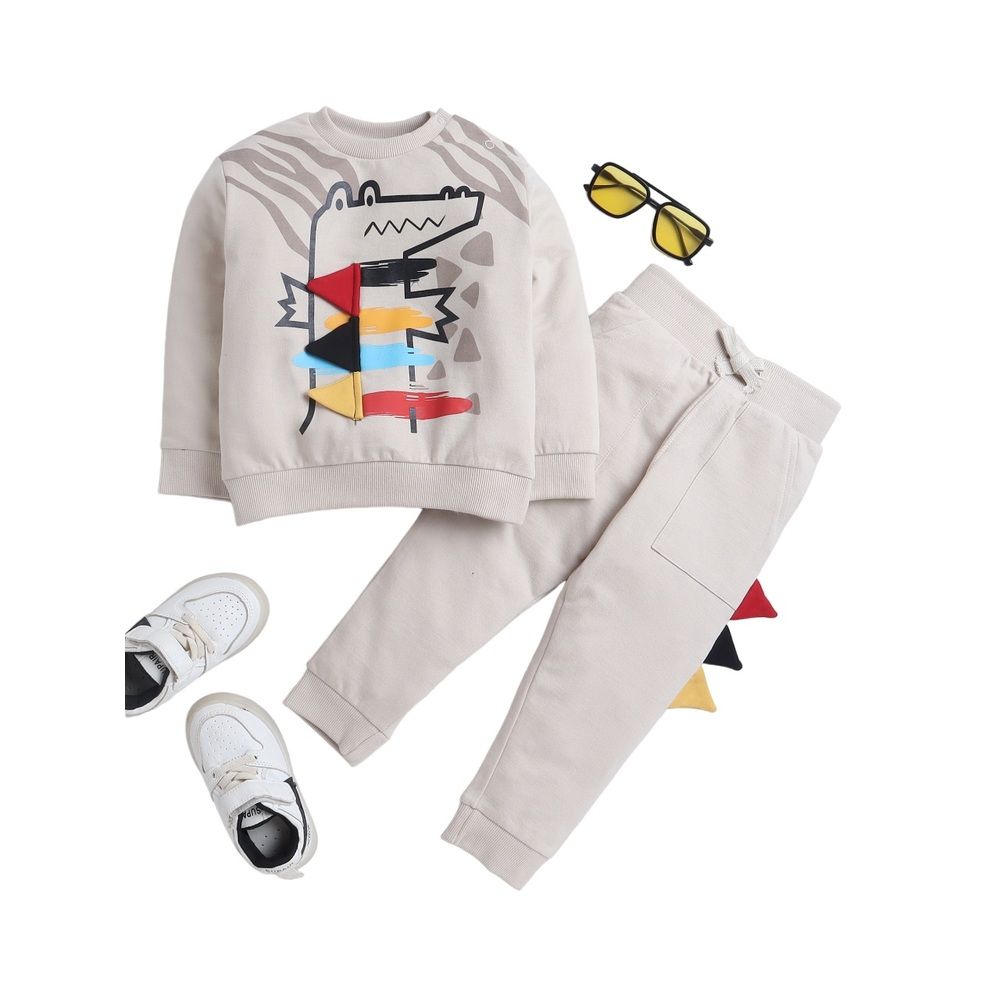 Victor and Jane - 2pc-Set - Sweatshirt & Jogger Set - Beige