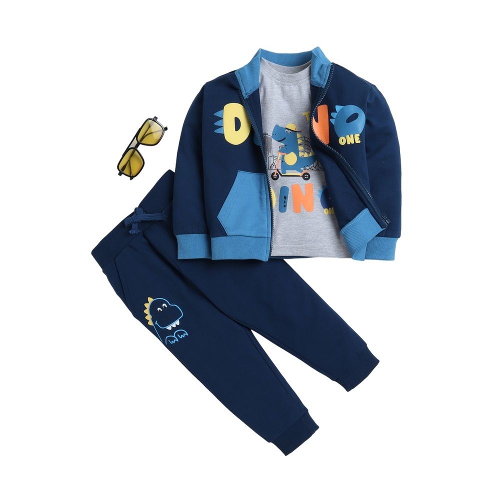 Victor and Jane - 3pc-Set - Tracksuit Set - Gray Mil & Navy