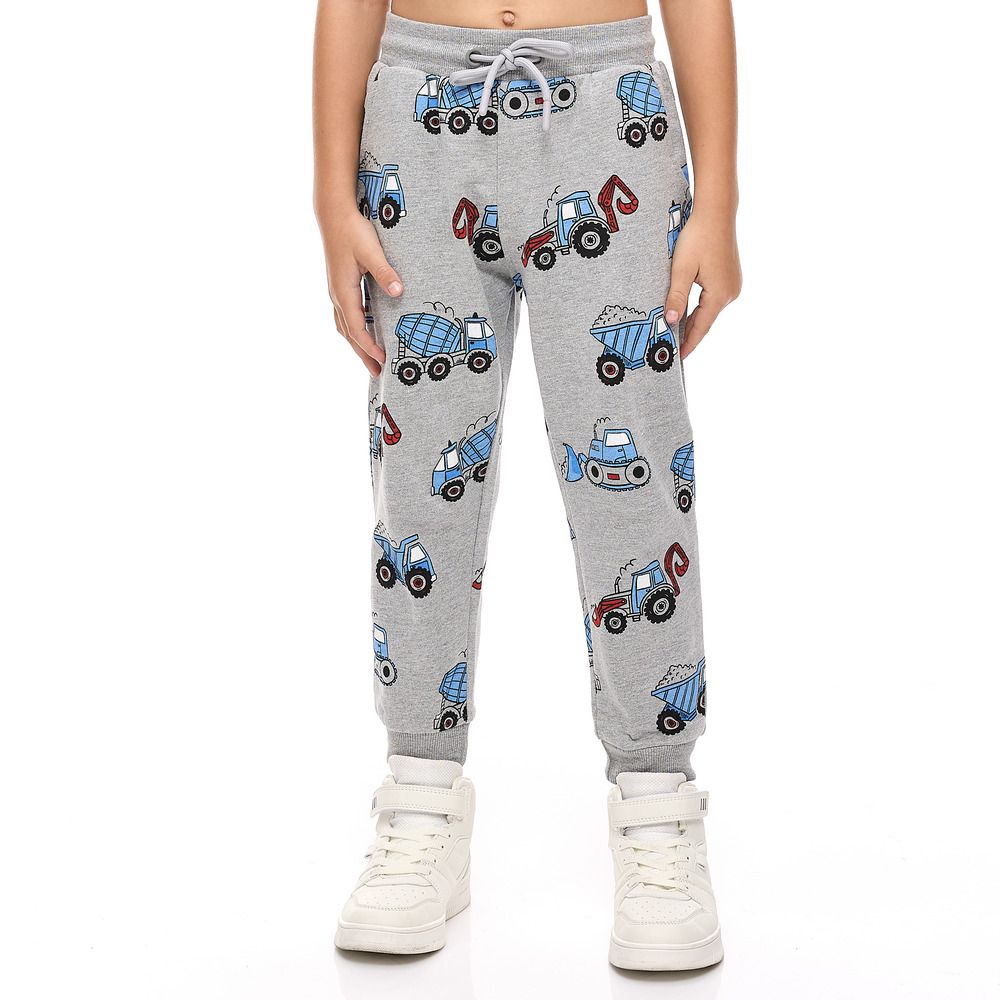 Victor and Jane - 2pc-Set - Printed Sweatshirt And Joggers - Grey