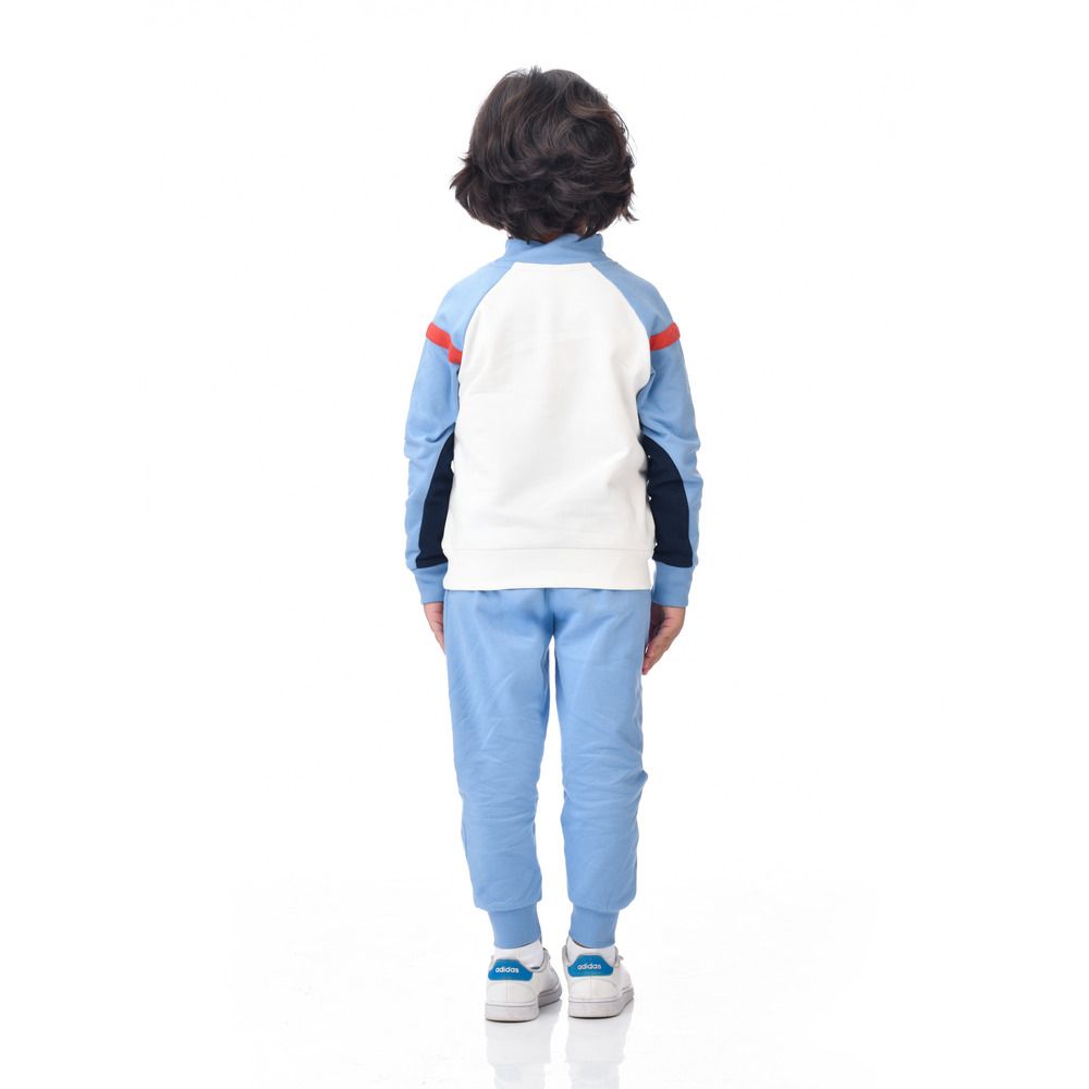 Victor and Jane - 2pc-Set - Boys Raglan Sweatshirt And Joggers - Off White/Blue