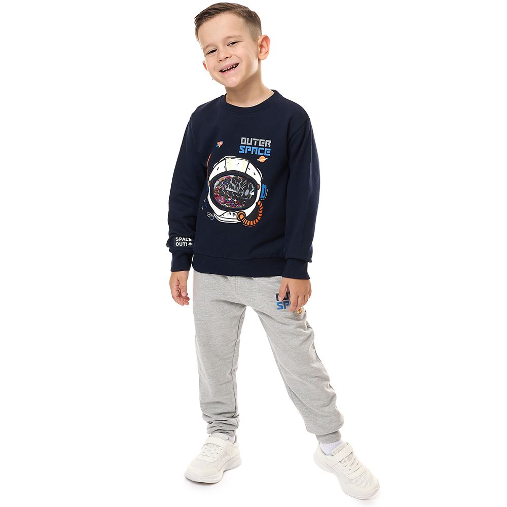 Victor and Jane - 2pc-Set - Boy's Sweatshirt And Jogger - Navy Blue/Grey