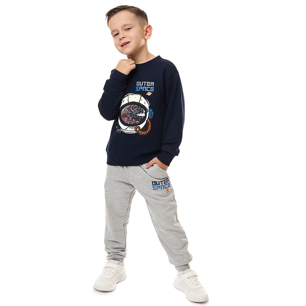 Victor and Jane - 2pc-Set - Boy's Sweatshirt And Jogger - Navy Blue/Grey