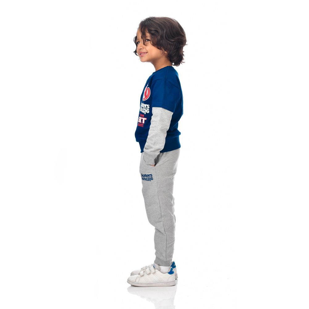 Victor and Jane - 2pc-Set - Boys' Cotton Sweatshirt With Joggers - Navy/Grey