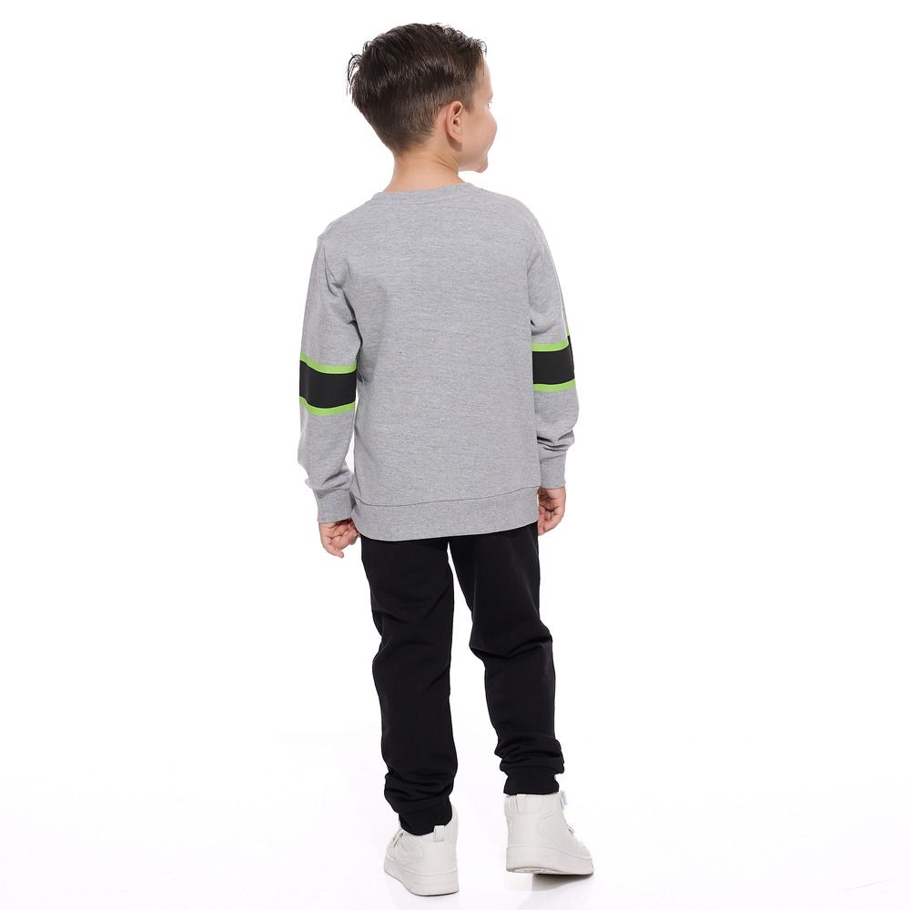 Victor and Jane - 2pc-Set - Cut And Sew Sweatshirt With Joggers - Grey/Black