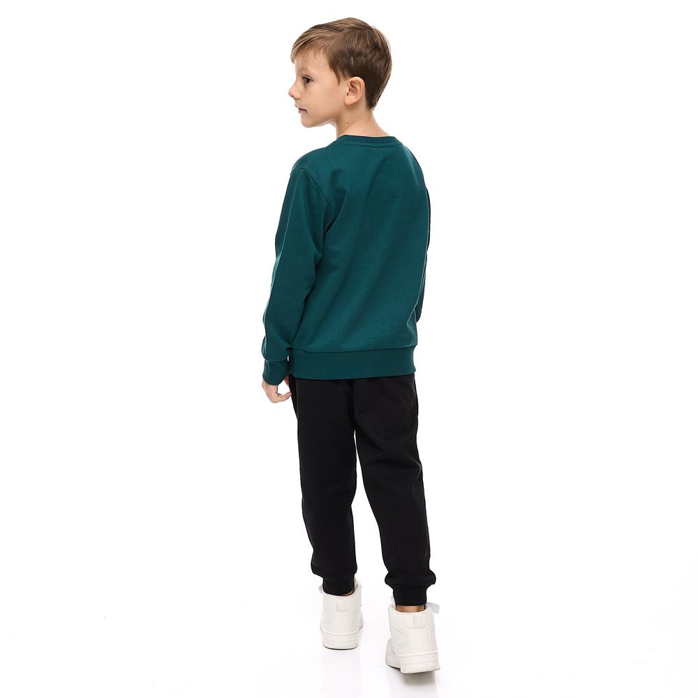 Victor and Jane - 2pc-Set - Cotton Sweatshirt And Joggers - Dark Green/Black