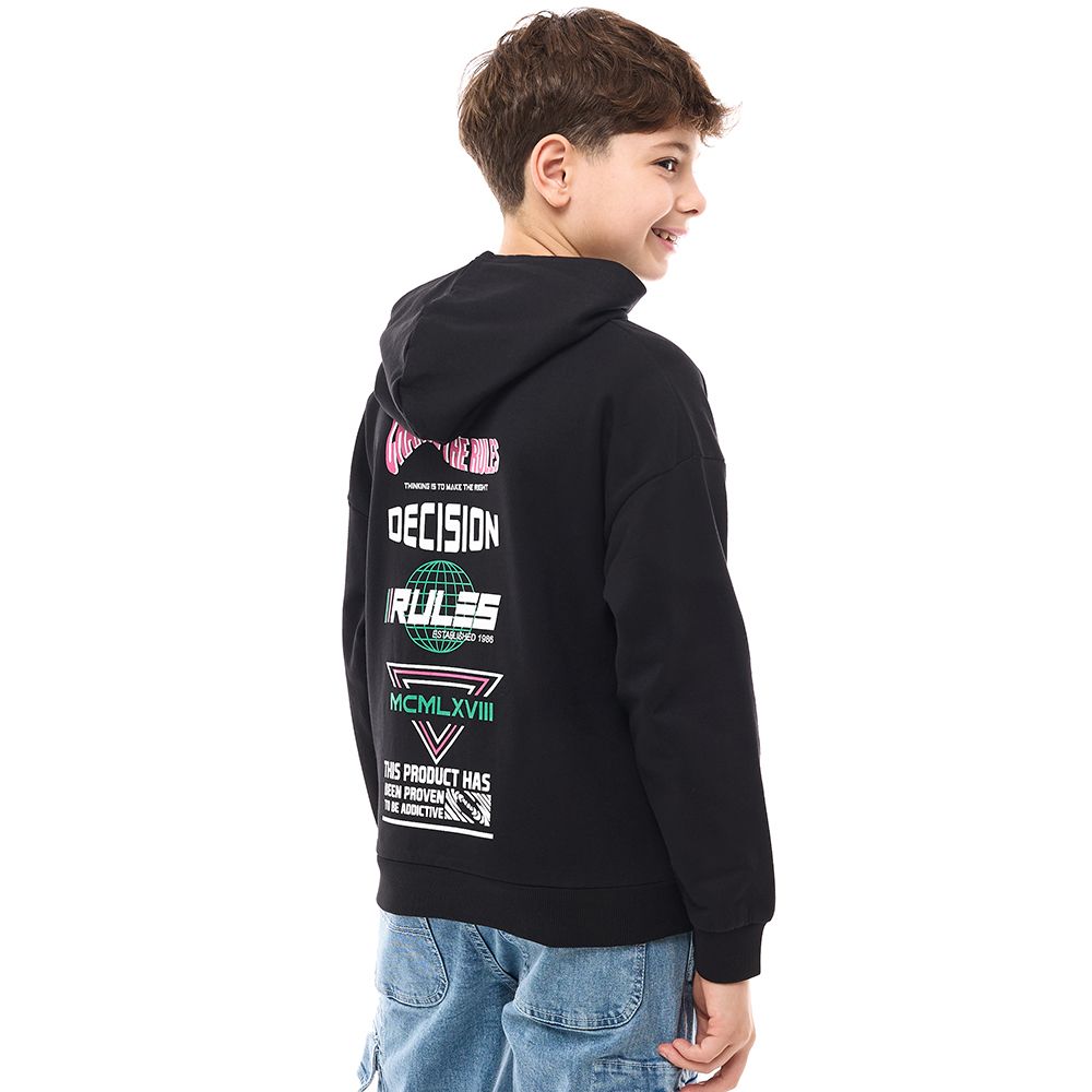 Victor and Jane - Boys' Hoodie Change The Rule - Black