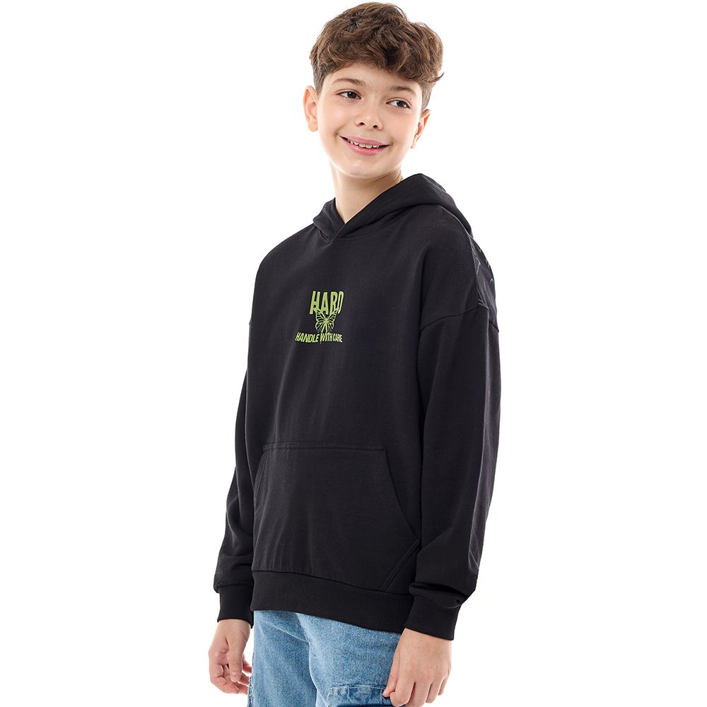 Victor and Jane - Boys' Hoodie Handle With Care - Black