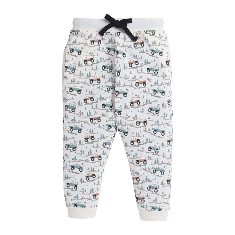 Victor And Jane - 2pc-Set - Boy's All-Over Printed Pyjama T-Shirt & Pants - Grey