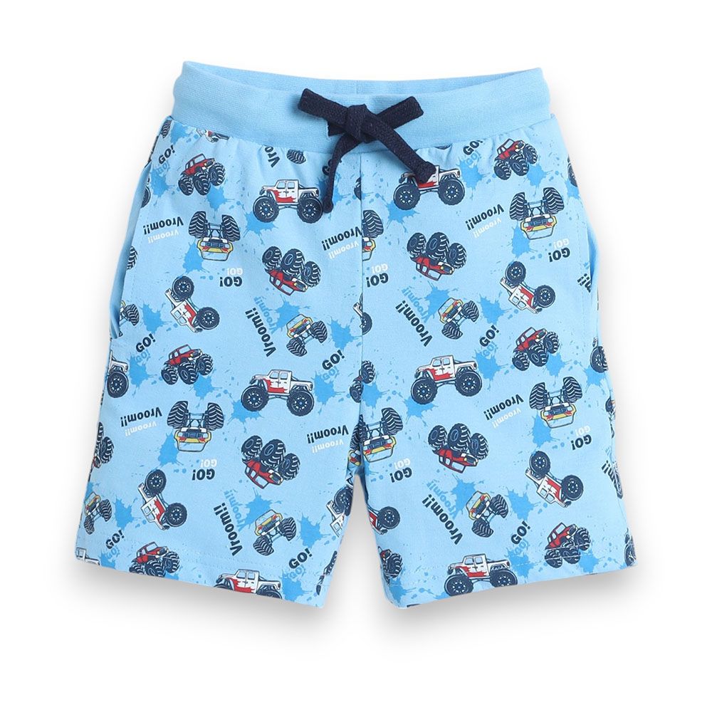 Victor And Jane - 2pc-Set - Boy's All-Over Printed Pyjama T-Shirt & Shorts - Blue