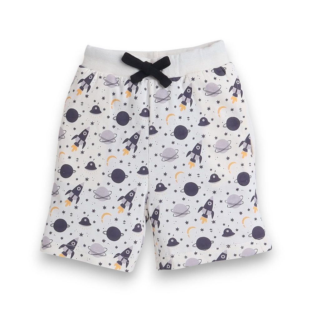 Victor And Jane - 2pc-Set - Boy's Printed T-Shirt And Shorts - Space