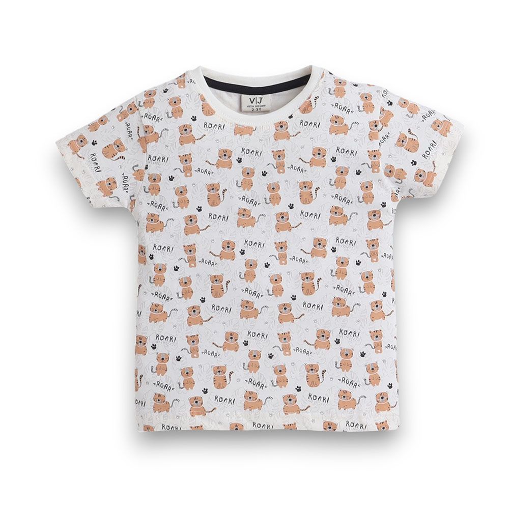 Victor And Jane - 2pc-Set - Boy's Roar Printed T-Shirt And Shorts