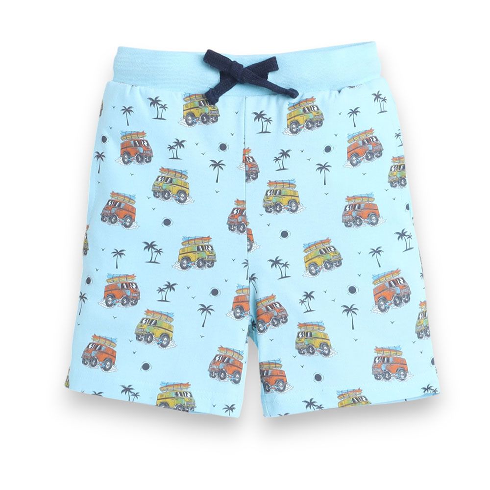 Victor And Jane - 2pc-Set - Boy's All-Over Print Pyjama T-Shirt & Shorts - Blue