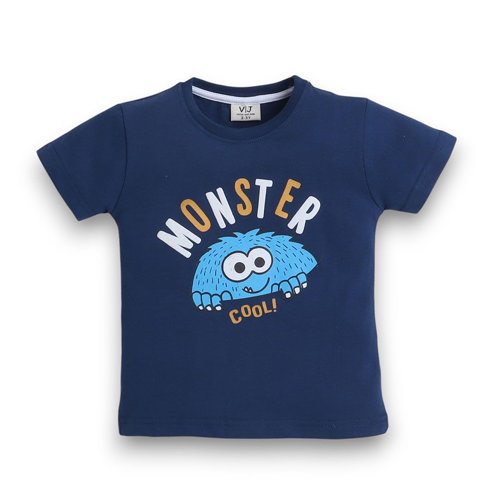 Victor And Jane - 2pc-Set - Boy's Monster Printed T-Shirt And Long Pants