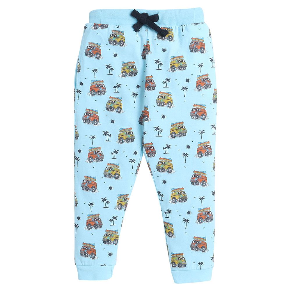 Victor And Jane - 2pc-Set - Boy's Printed T-Shirt And Long Pants - Blue