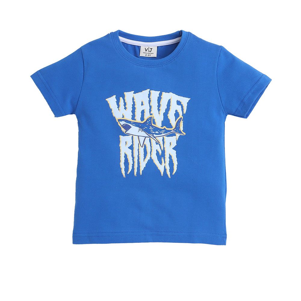 Victor And Jane - 2pc-Set - Boy's Wave Rider Printed T-Shirt And Long Pants - Blue