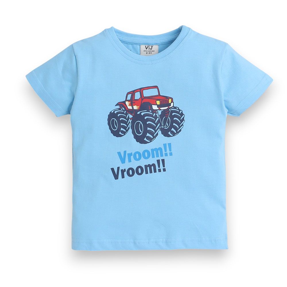 Victor And Jane - 2pc-Set - Boy's Printed Pyjama T-Shirt & Shorts - Monster Truck