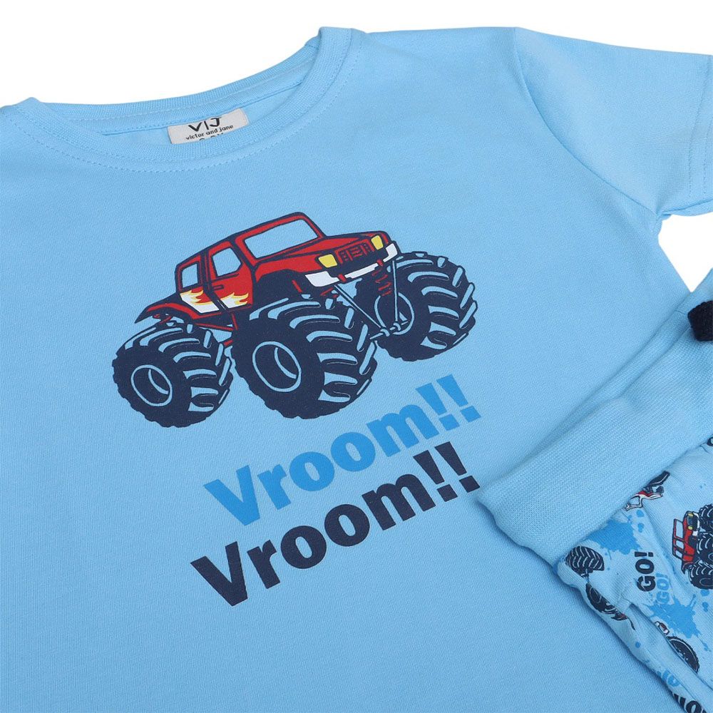 Victor And Jane - 2pc-Set - Boy's Printed Pyjama T-Shirt & Shorts - Monster Truck