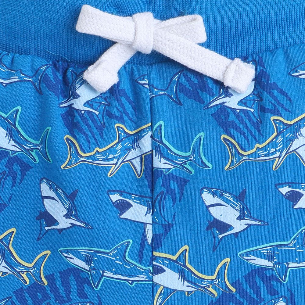 Victor And Jane - 2pc-Set - Boy's Wave Rider Printed T-Shirt And Shorts - Blue