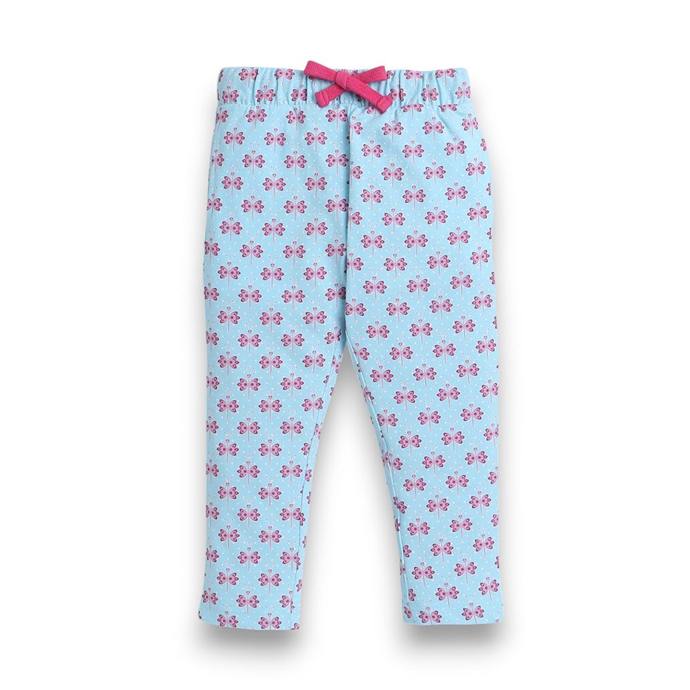 Victor and Jane - Girls Pyjama All-Over Printed T-Shirt And Long Pants Set - Blue