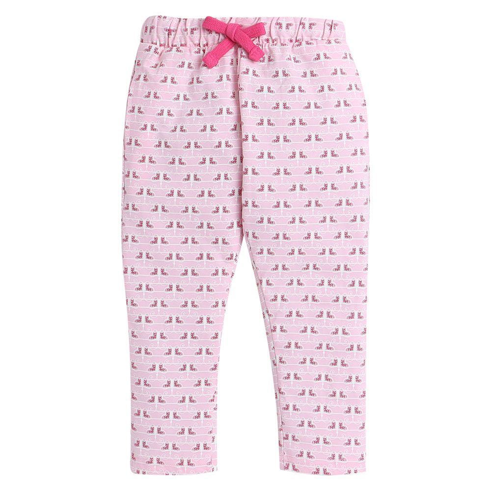 Victor and Jane - Girls Pyjama All-Over Butterfly Printed T-Shirt And Long Pants Set - Pink