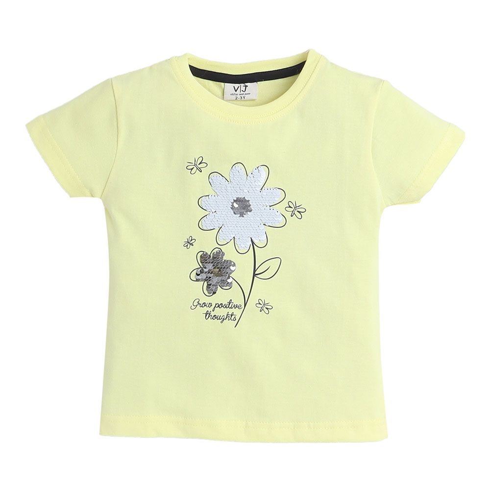 Victor and Jane - Girls Pyjama Printed T-Shirt And Long Pants Set - Yellow