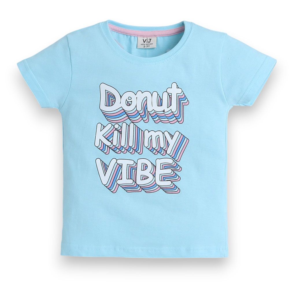 Victor and Jane - Donut Printed Girls Pyjama Set - Blue