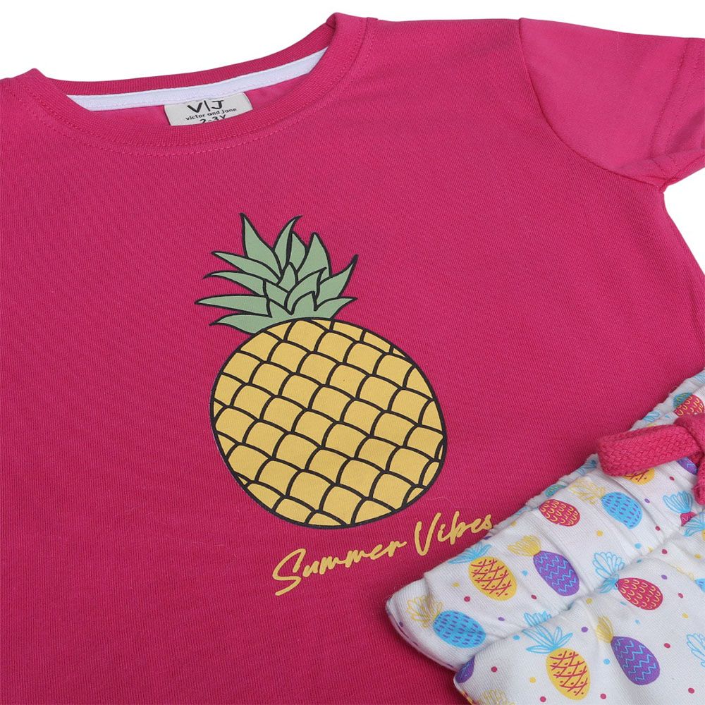 Victor and Jane - Printed Girls Pyjama Set - Pink