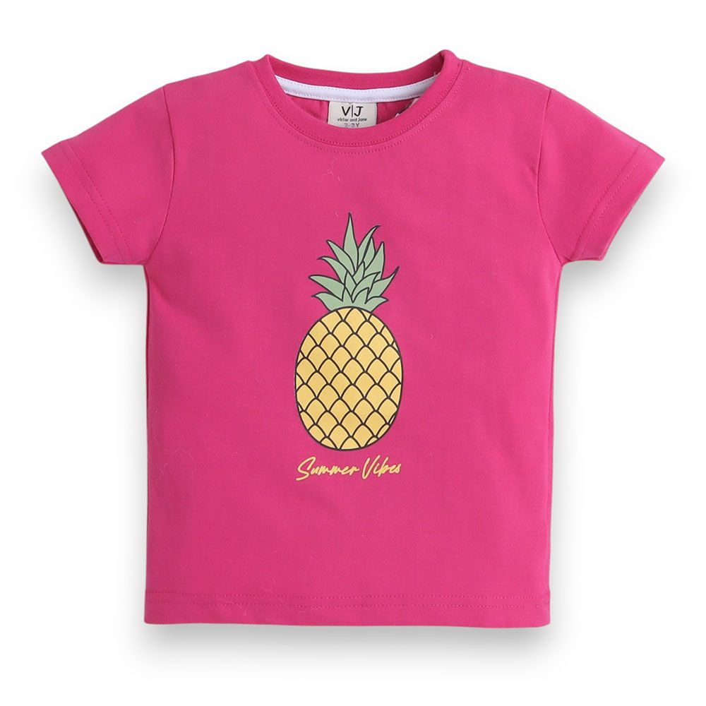 Victor and Jane - Printed Girls Pyjama Set - Pink