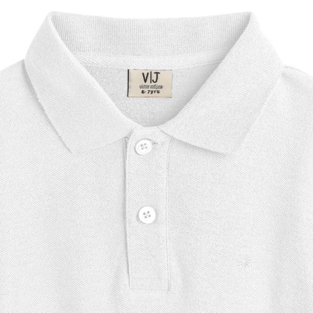 Victor And Jane - Boy's Short Sleeves Polo T-Shirt - White