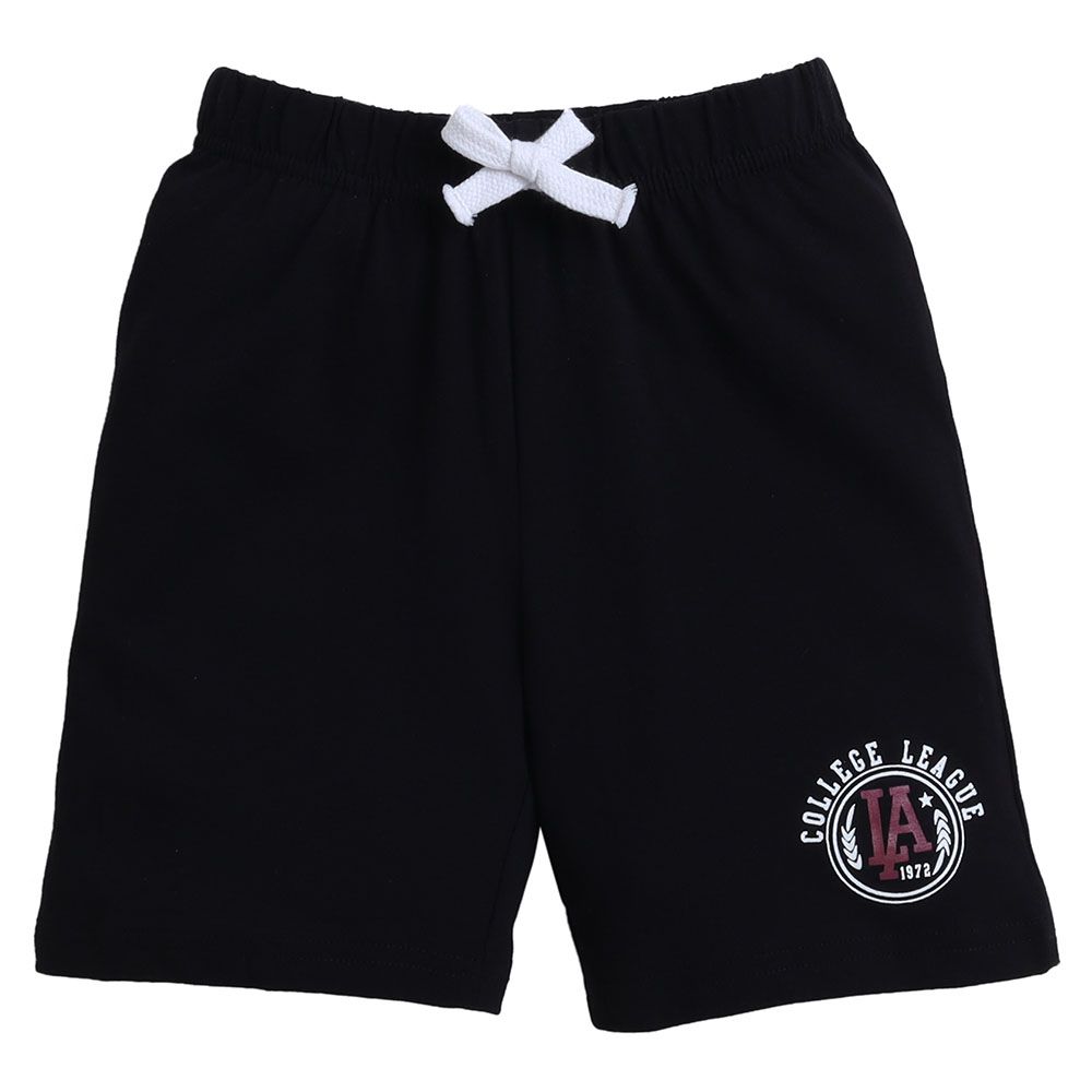 Victor And Jane - Boys Slogan Print Pull-on Shorts - 3 Pcs - Black/Grey/Green