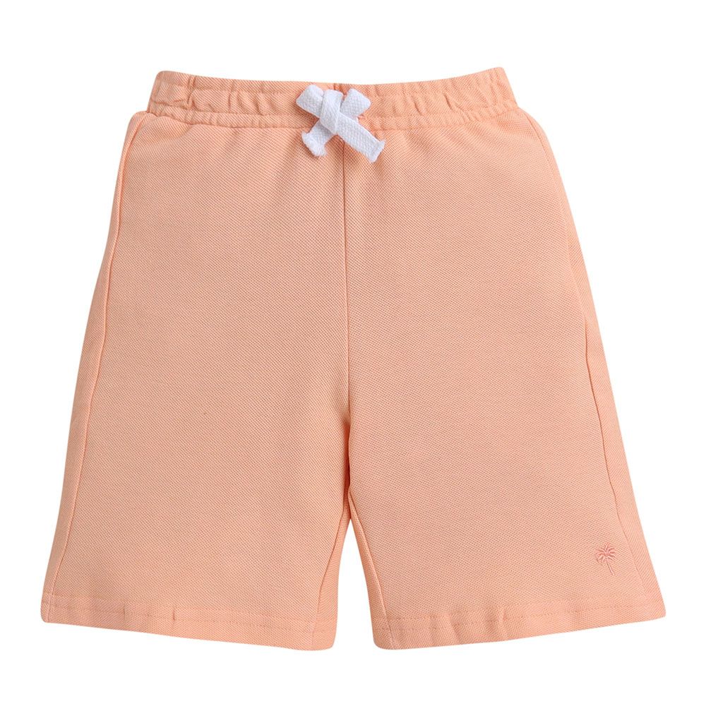 Victor And Jane - Boys Junior Elasticated Waist Shorts - 2 Pcs - Peach And Coral