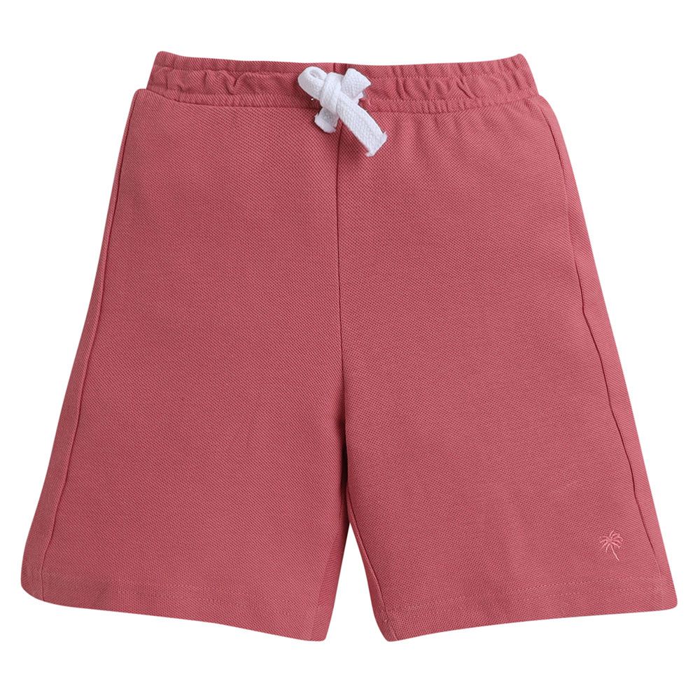 Victor And Jane - Boys Junior Elasticated Waist Shorts - 2 Pcs - Peach And Coral