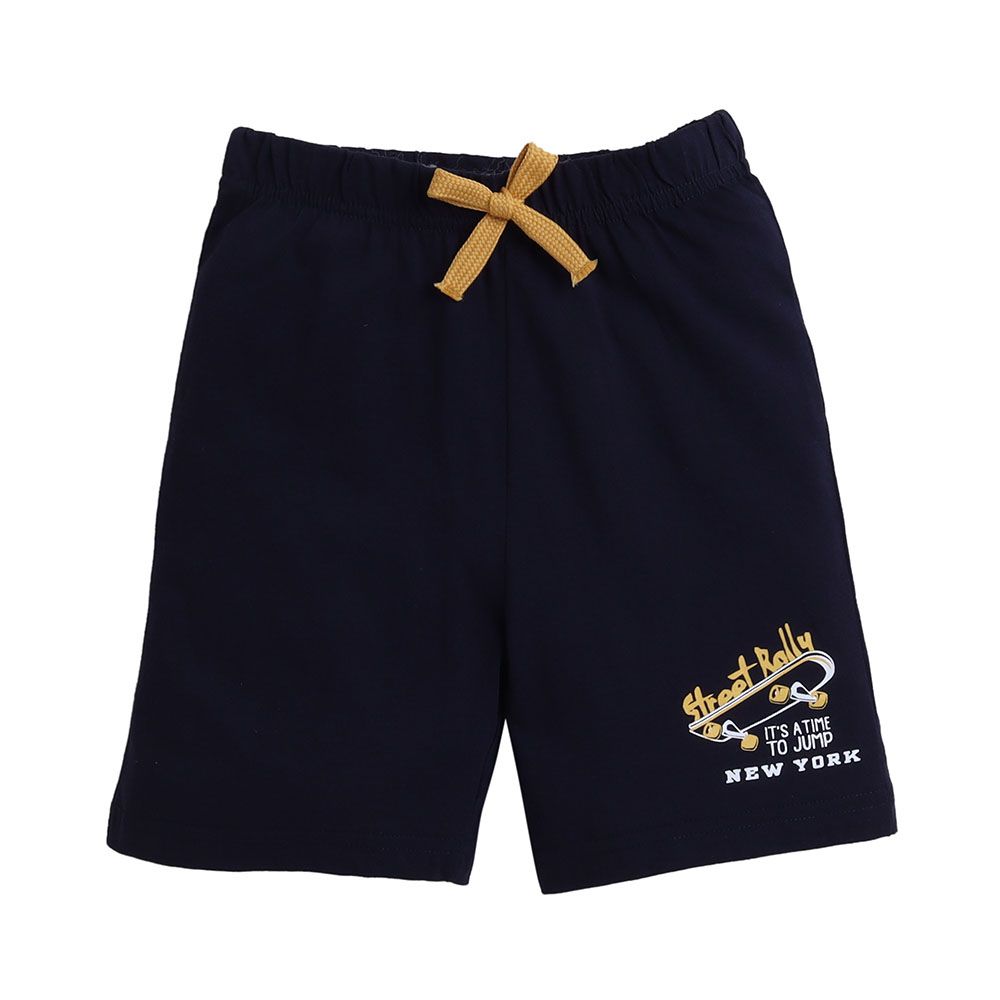 Victor And Jane - Boys Slogan Print Pull-on Shorts - 3 Pcs - Mustard/Olive/Navy