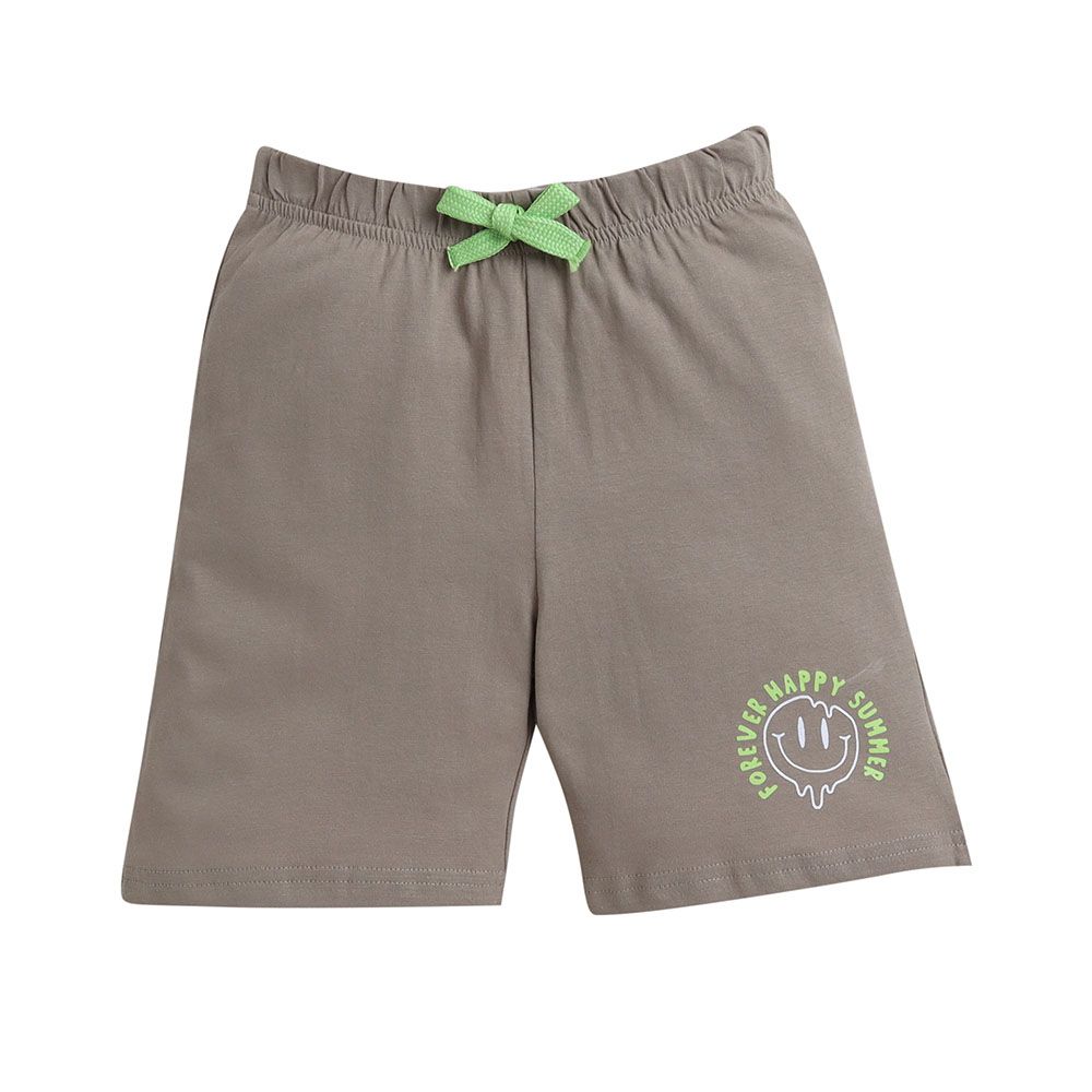 Victor And Jane - Boys Slogan Print Pull-on Shorts - 3 Pcs - Mustard/Olive/Navy