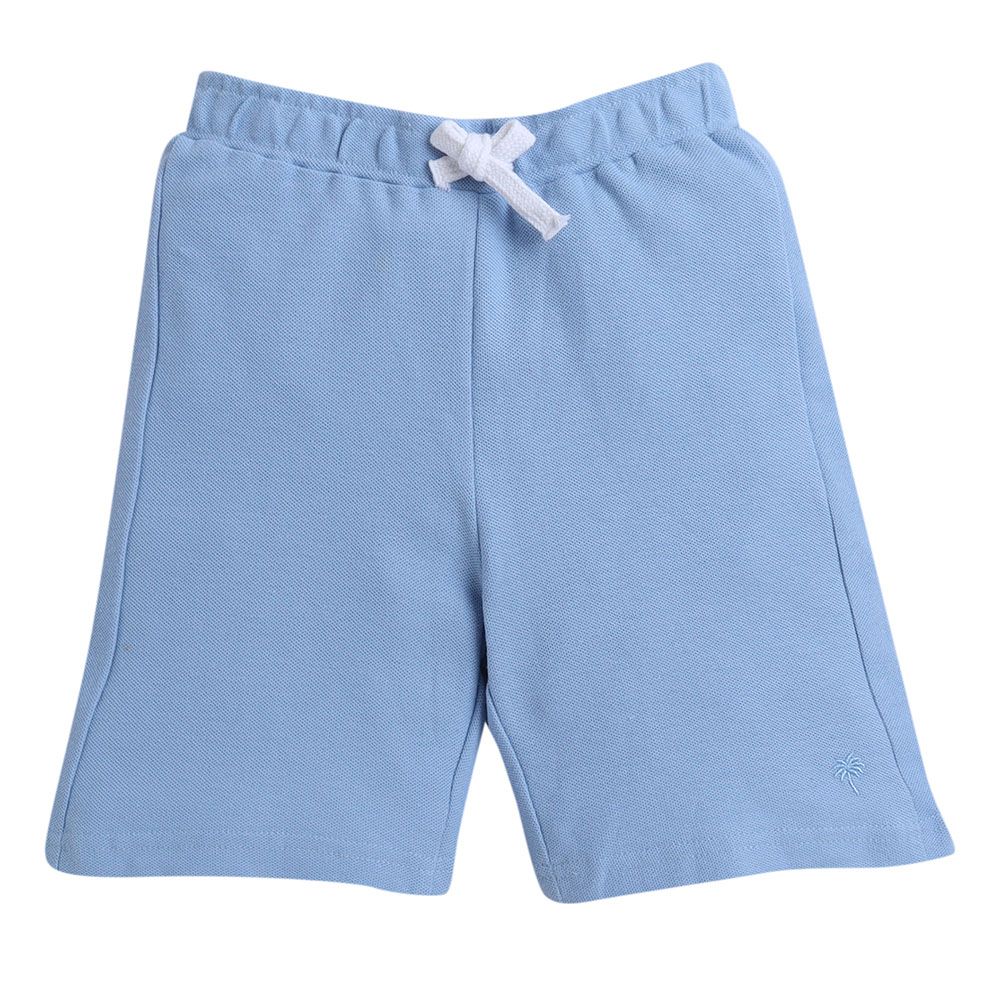 Victor And Jane - Boys Junior Elasticated Waist Shorts - 2 Pcs - Beige And Light Blue